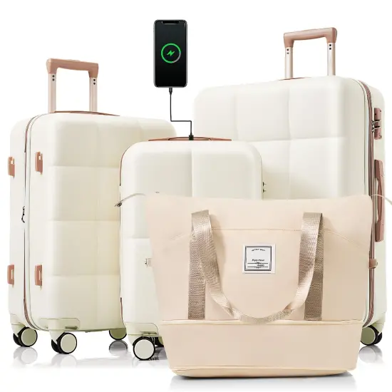 Luggage Sets 4 Piece, 20-inch with USB Port